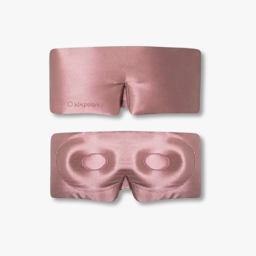 Pink LashGuard 3D sleep mask in 22 momme mulberry silk