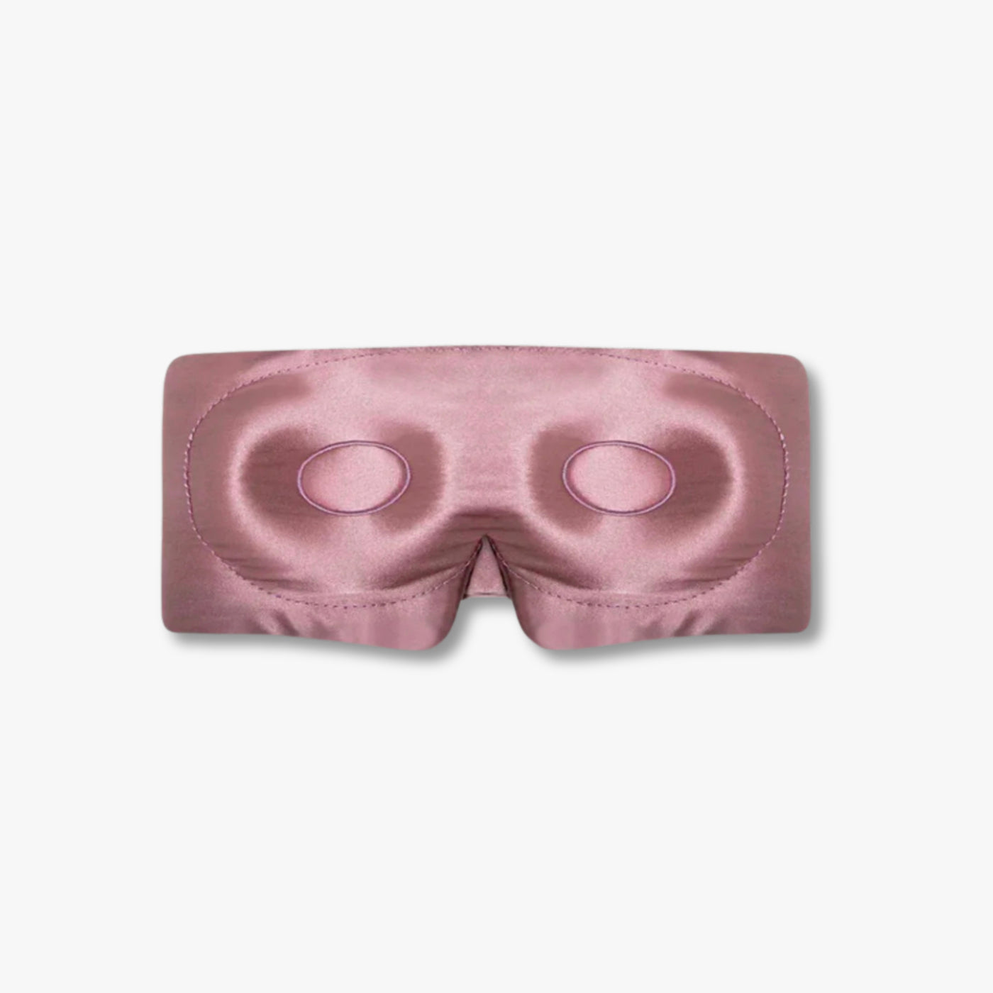Pink LashGuard 3D sleep mask in 22 momme mulberry silk, front view of the contoured eye cups