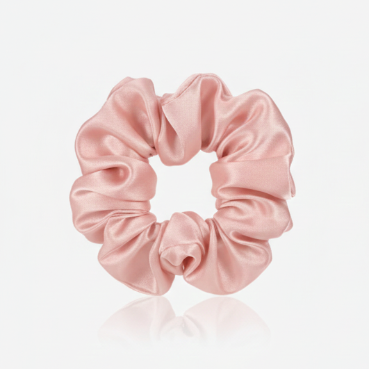 Pink 22 momme mulberry silk scrunchie
