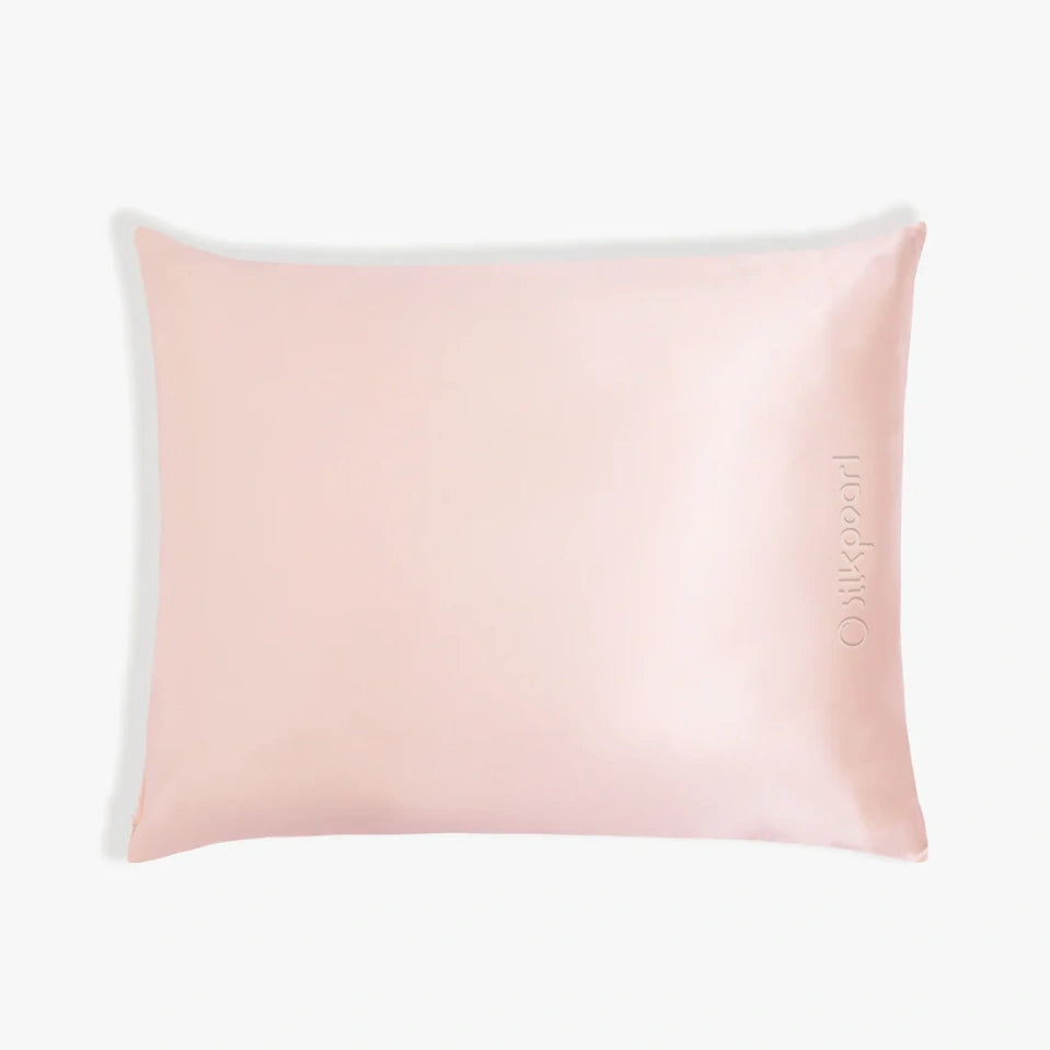 Pink 22 momme mulberry silk pillowcase, Queen 20 x 30 in with zipper closure