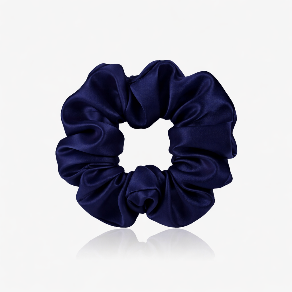 Navy Blue 22 momme mulberry silk scrunchie