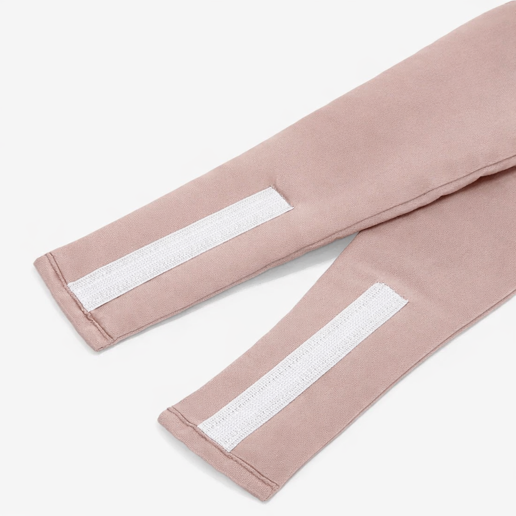 Pink Deep 22 momme mulberry silk sleep mask, close-up of the adjustable hook-and-loop strap